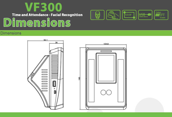 VF300 Biometric Time Attendance facial recognition DEVICE